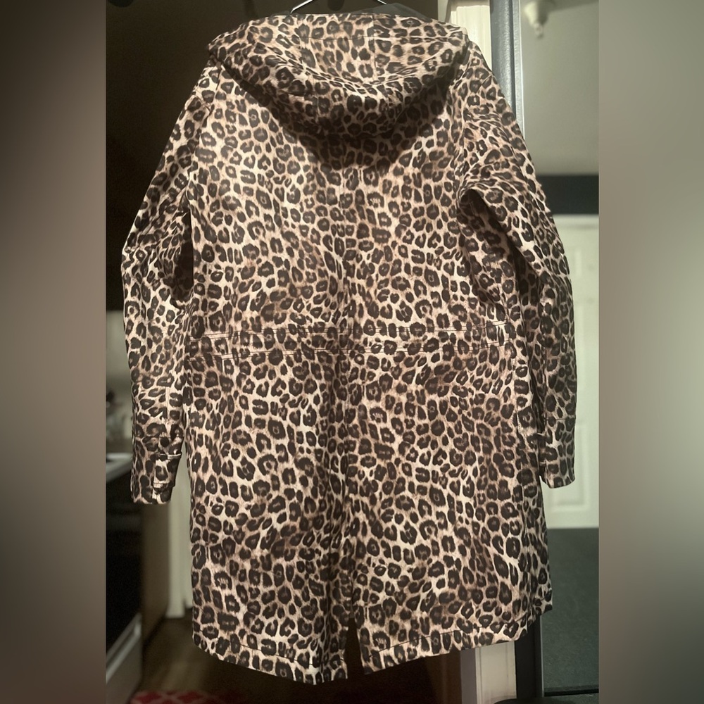 KOOPLES Women’s XS Leopard Waterproof Hooded Jacket Oversized Raincoat - Picture 5 of 16